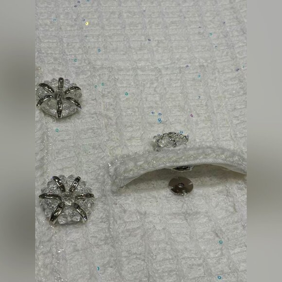 Self-Portrait Cream Buttoned Knit Mini Dress - Picture 9 of 11